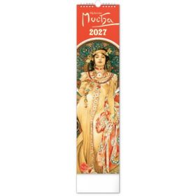 Nástenný kalendár Alfons Mucha CZ/SK 2027, 12 x 48 cm