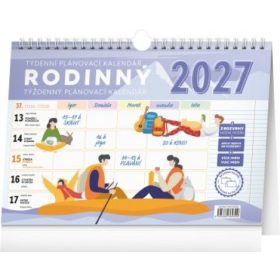   Týždenný rodinný plánovací kalendár s háčikom CZ/SK 2027, 30 x 21 cm