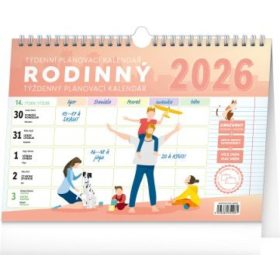   NOTIQUE Týždenný rodinný plánovací kalendár s háčikom CZ/SK 2026, 30 x 21 cm